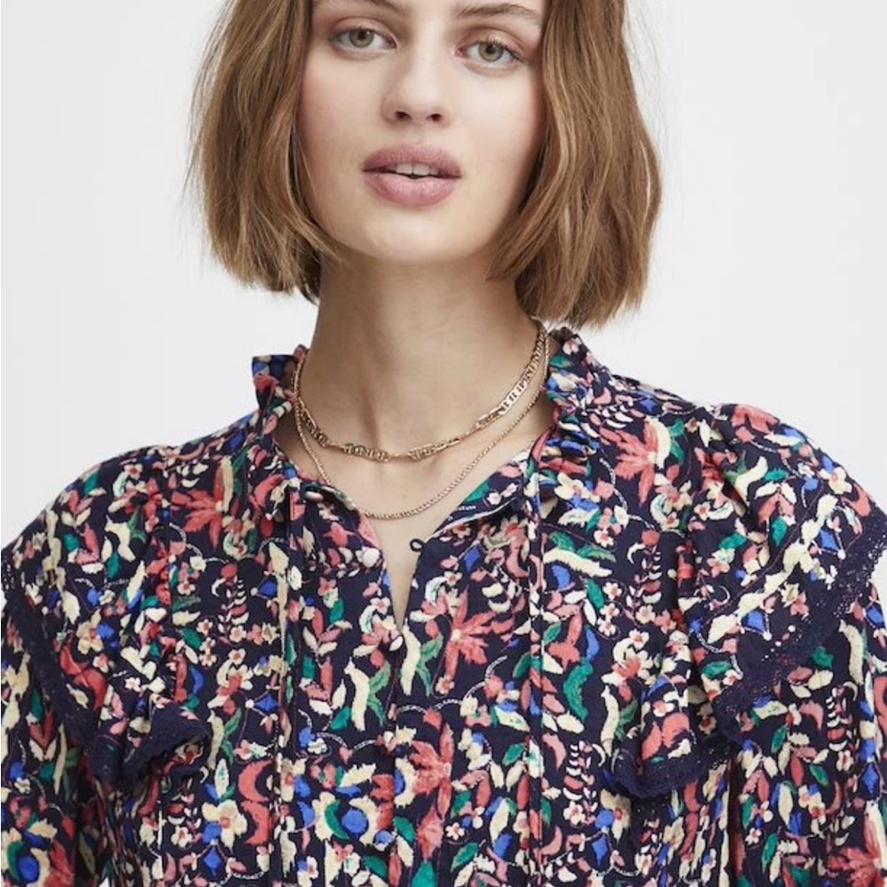 Floral Ruffle Collar Blouse - Picture 3 of 7